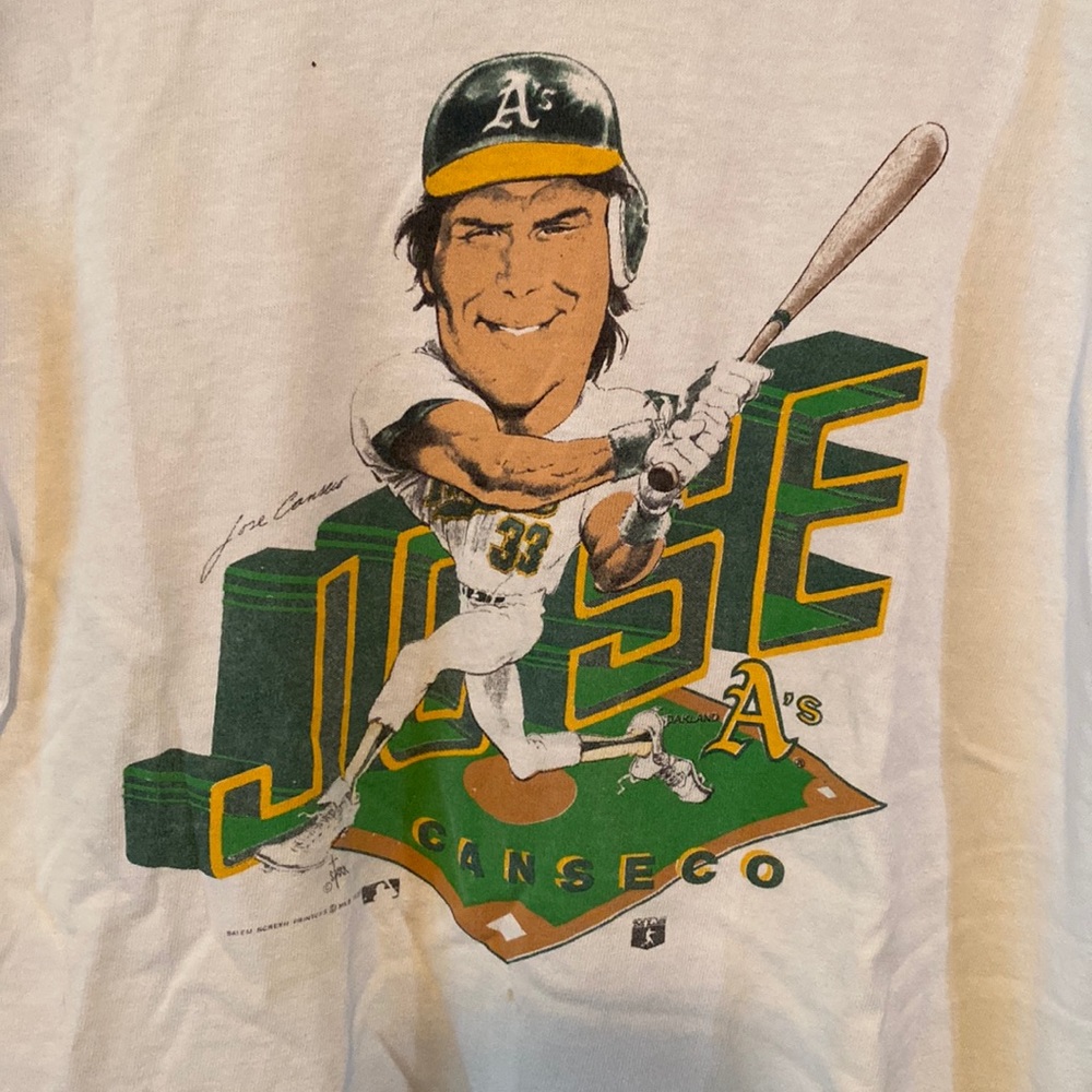 Vintage Jose Canseco Oakland A's Cartoon Caricature Salem 1980s Tshirt kids 6/8
